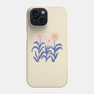 Three flowers pink blue Phone Case