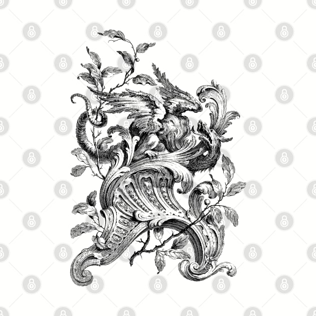 Vintage Ornate DRAGON illustration Victorian Gothic by AltrusianGrace