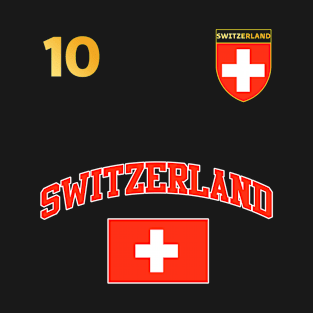 Switzerland Soccer Fans Jersey Swiss Flag Football Lovers T-Shirt