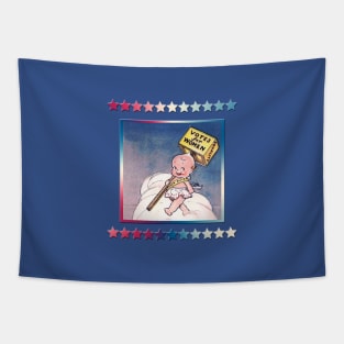 Kewpie Votes For Women With Red, White And Blue Stars Tapestry