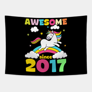 Cute Awesome Unicorn Since 2017 Funny Gift Tapestry