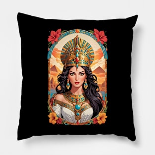 Cleopatra Queen of Egypt retro vintage floral design Pillow