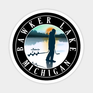 Bawker Lake Ice Fishing Michigan Sunset Magnet