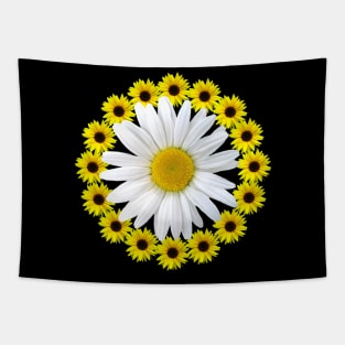 sunflower blossoms with daisy flower daisies bloom Tapestry