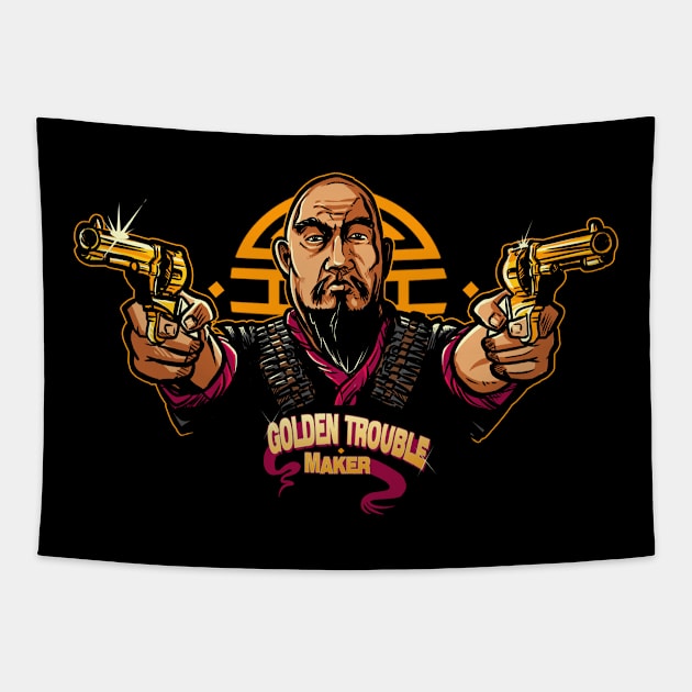 Golden Trouble Maker Tapestry by AndreusD