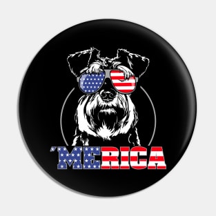 Proud Miniature Schnauzer American Flag Merica dog Pin