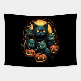 Halloween Scary Black Cats Cute Pumpkin Tapestry