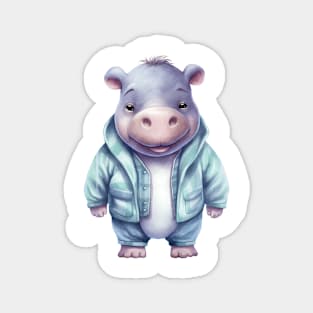 Hippopotamus Wearing Pajamas Magnet