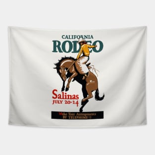 California Rodeo Salinas USA 1930s Vintage Poster Tapestry