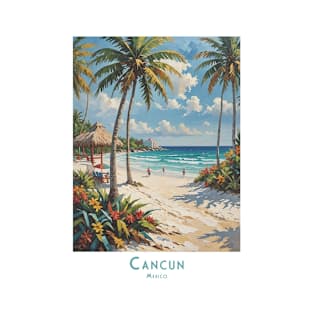 Vintage Retro Travel Poster Mexico Cancun Beach Paradise T-Shirt