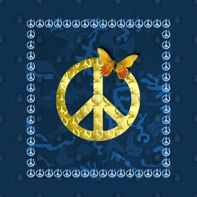 Golden Peace Symbol Butterfly 3D Graphic by PlanetMonkey