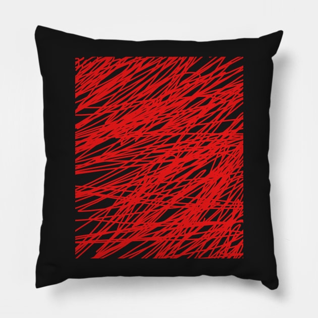 Red abstract art string T-Shirt Pillow by kingelithe3rd