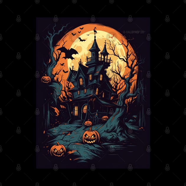 haunted house with halloween pumpkins by Maverick Media