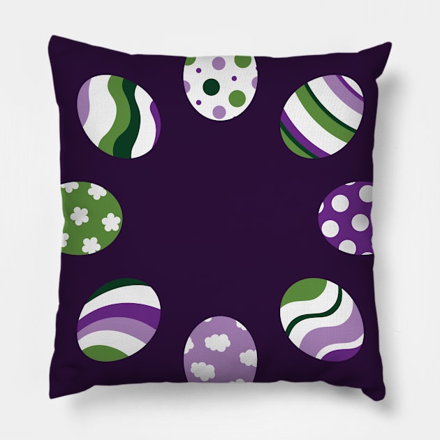 Eggs | Purple Green | Stripes | Dots | Clouds | Dark Purple Pillow by Wintre2