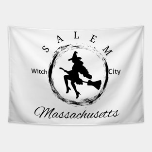 Black Salem Witch City Logo Tapestry