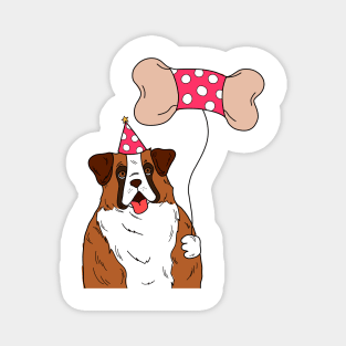 Saint Bernard dog celebrate birthday party. Magnet