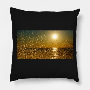 Glittering Gold Sunset Splash Pillow