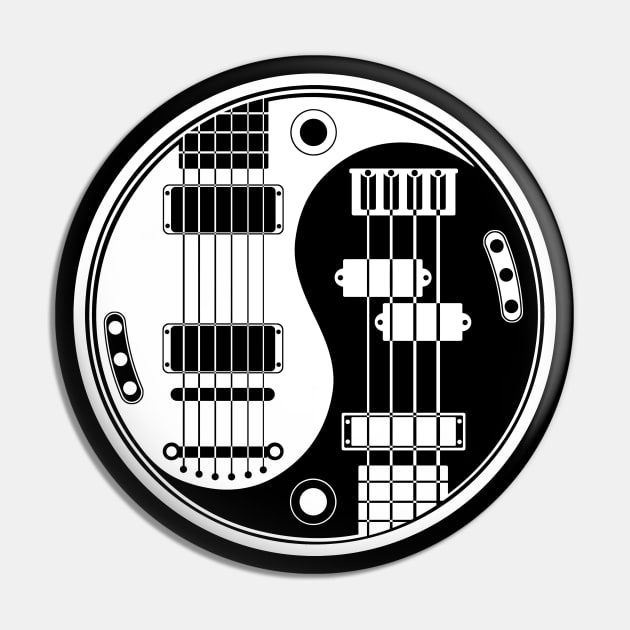 Black and White Guitar Bass Yin Yang Pin by jeffbartels