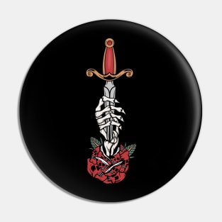 Knife and skull Pin