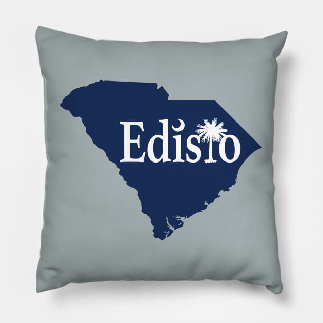 Edisto Island South Carolina State Outline Blue Pillow by TGKelly