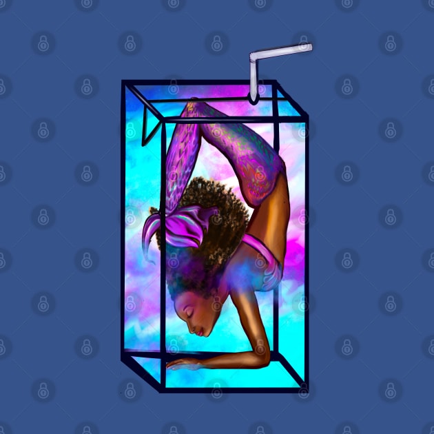 Mermaid handstand in a juicebox Coco the Magical rainbow mermaid doing an underwater handstand. Afro hair and caramel brown skin by Artonmytee