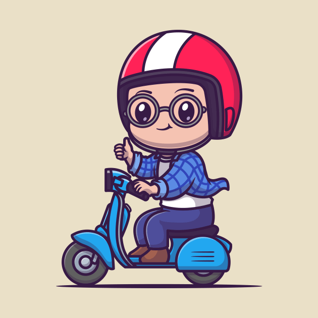 Cute Male Riding Scooter Cartoon by Catalyst Labs