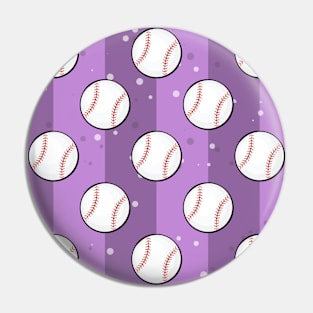 Baseball Balls - Seamless Pattern on Purple Field Background Pin