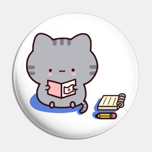 Reading Cat Pin