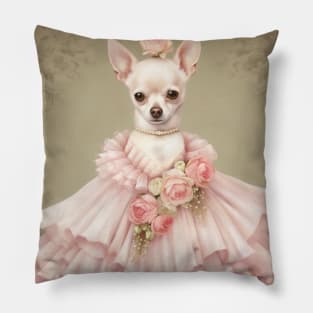 Princess White Chihuahua Pillow