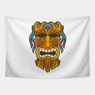 Funny Tribal Tiki Head Tapestry