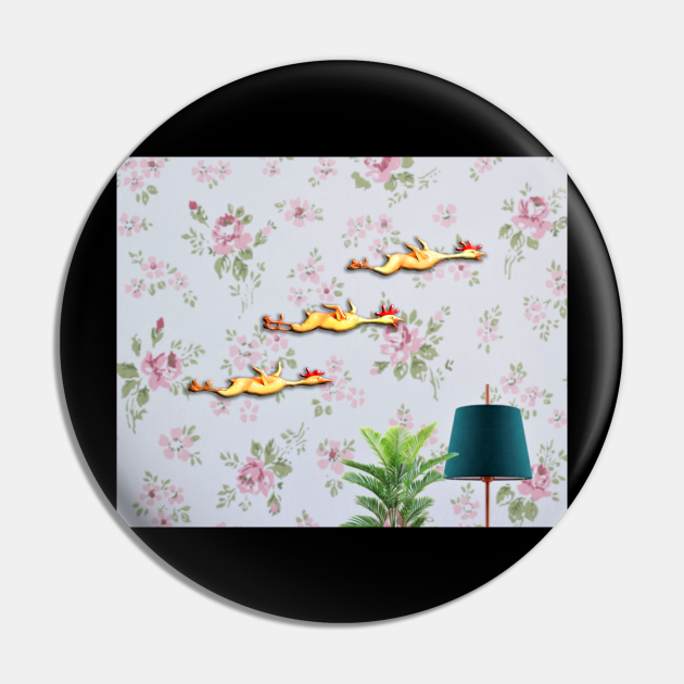 Rubber Chickens on Wallpaper Rubber Chickerns Pin TeePublic