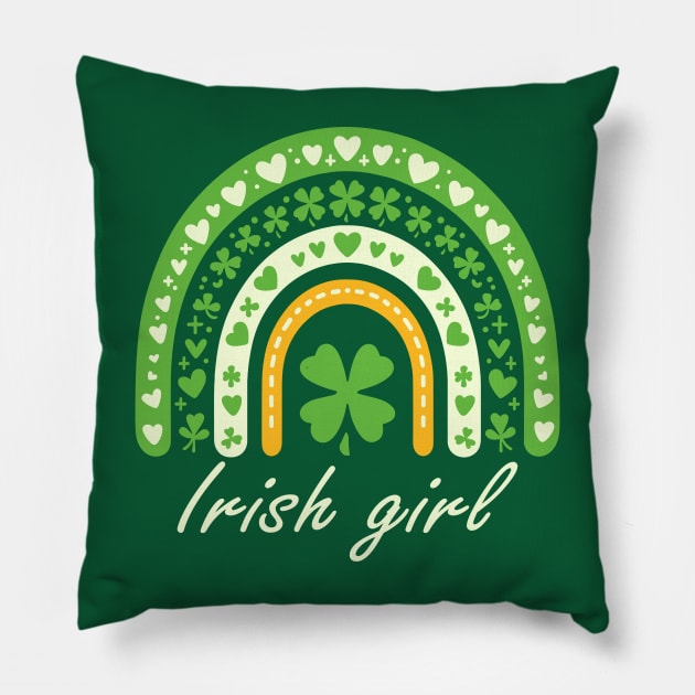 Irish girl - Charming Clover Rainbow Tee Pillow by Kicosh