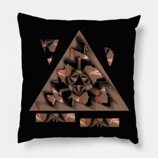 Beige Triangles Fractal Pillow