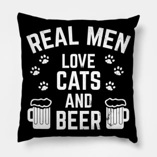 Real Men Love Cats And Beer Funny Pillow