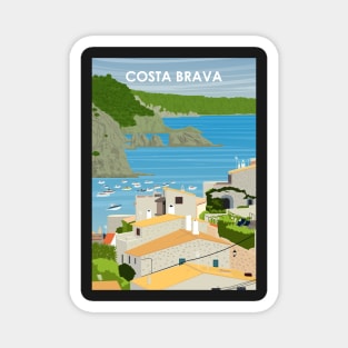 Costa Brava Spain Vintage Minimal Retro Travel Poster Magnet