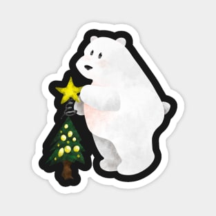 Polar Bear Decorating a Tree Magnet