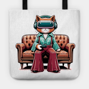 Vintage cat gamer - Nostalgic Geek Chic Apparel Tote