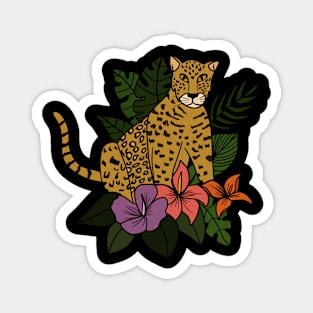 Jaguar Tropical Vibes Big Cat Floral Style Magnet