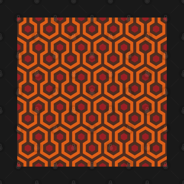 Geometric Pattern: Looped Hexagons: Orange/Red/Brown by Red Wolf