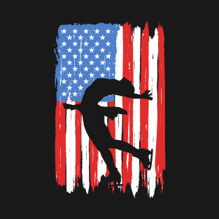 American Flag Figure Skating Graphic T-Shirt