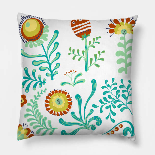 Elegance Seamless pattern with flowers Pillow by Olga Berlet