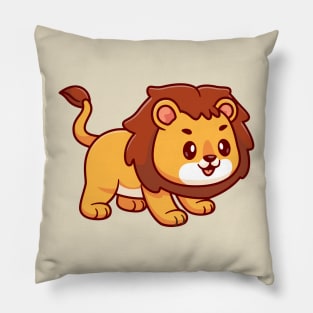 Cute Lion Playing Cartoon Vector Icon Illustration Pillow