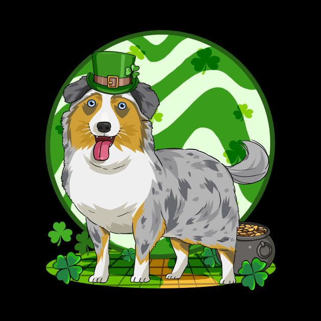 Australian Shepherd Dog St Patricks Day Leprechaun by Noseking