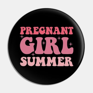 Pregnant Girl Summer Pregnancy Reveal Retro Vintage Pin