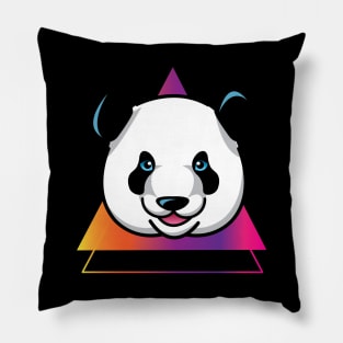 Panda with Geometric Print Pillow