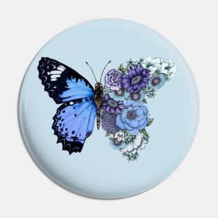 Blue Butterfly in Bloom Pin