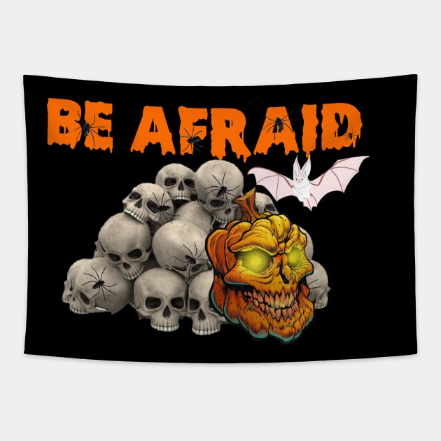 Be Afraid Halloween Tapestry by Proway Design