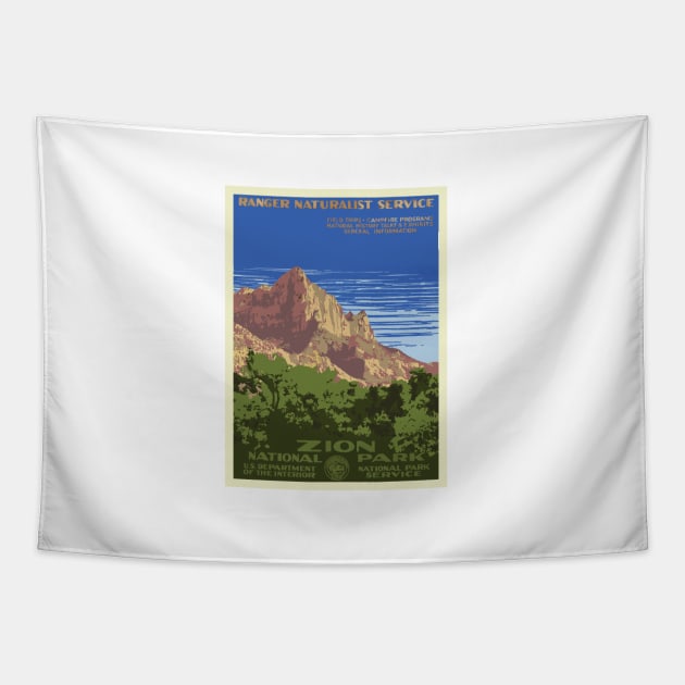 Zion National Park Vintage Retro Nature Forest Wilderness Camping Hiking Outdoors Art Tapestry by Shirtsurf