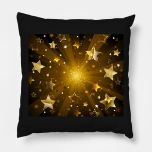 Dark Radiant Background with Golden Stars Pillow