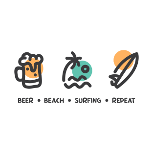 Beer Beach Surfing Repeat T-Shirt